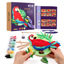 Leseni 3D ustvarjalni komplet PAPIGA 🦜 narava OKTO ustvarjalni set